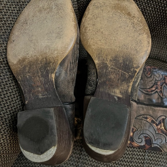 Leopard inlay Leather Boots - Picture 3 of 6